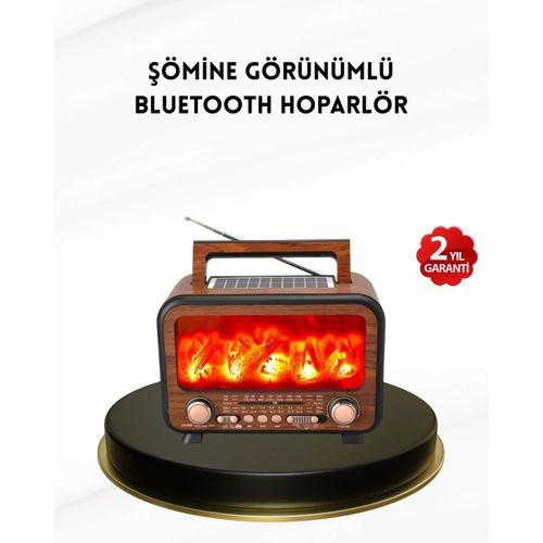 Alev Işığı Efektli Solar Bluetooth Hoparlör Radyo Destekli Taşınabilir Model