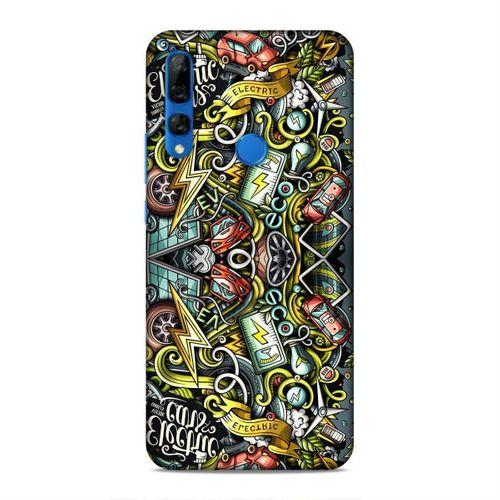 Huawei Y9 Prime 2019 Kılıf Elektrikli Araba Doodle Arka Kapak Silikon Koruma Full Koruyucu