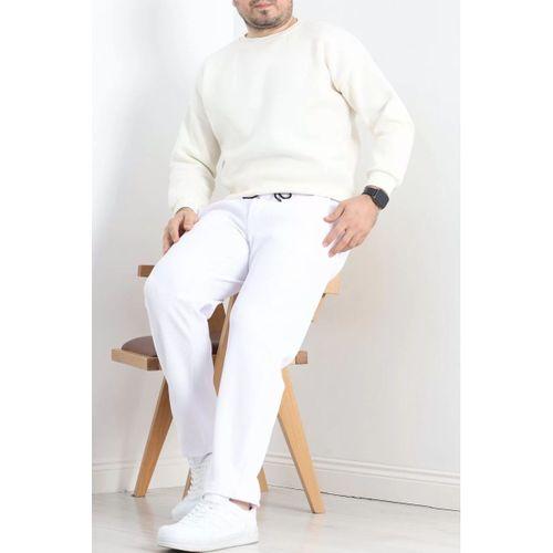 pilelistore Örme Kumaş Pantolon Beyaz
