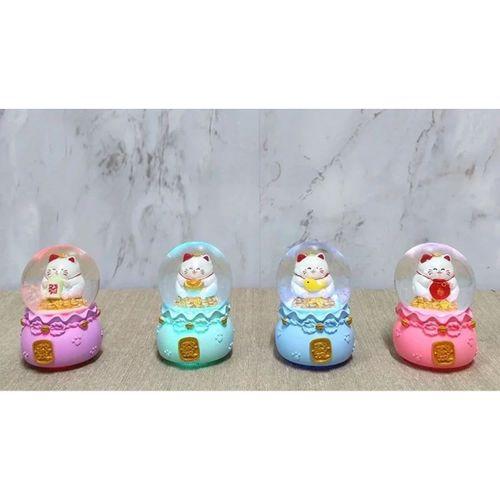 Şans Kedisi Işıklı Kar Küresi Alk4914