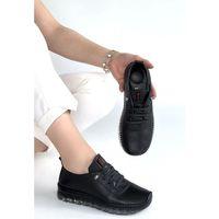 Jiten Siyah Deri Bağcıklı Spor Ayakkabı