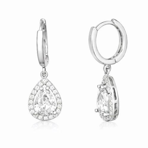 Gümüş Beyaz Zirkon Taşlı Damla Kadın Küpe