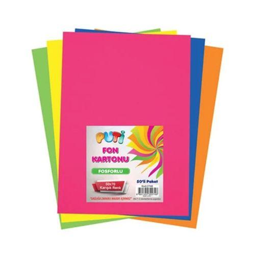 Fosforlu Fon Kartonu 50X70 Karışık Renk Rulo Şeklinde Tekli 4 adet