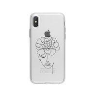 iPhone X Flower Women Art Desenli Premium Şeffaf Silikon Kılıf