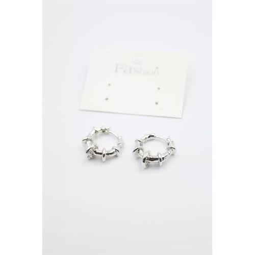 Taşlı Halka Küpe - Gümüş