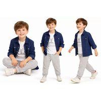 2-6 Yaş Müslin Gömlekli Tişörtlü 3lü Çocuk Takımı