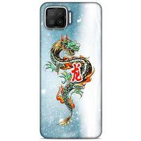 Oppo A73 Kılıf Dragons (29) Arka Koruma Kılıfı Tatoo Mavi Ejderha