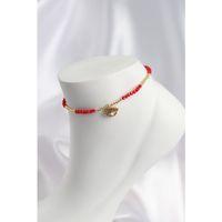 Kırmızı Renk Boncuklu Nazarlı Göz Figürlü Halhal