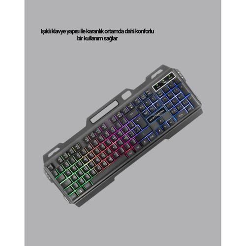 Işıklı  Klavye Mouse Ve Bluetooth Kulaklık Seti Türkçe Q Usb