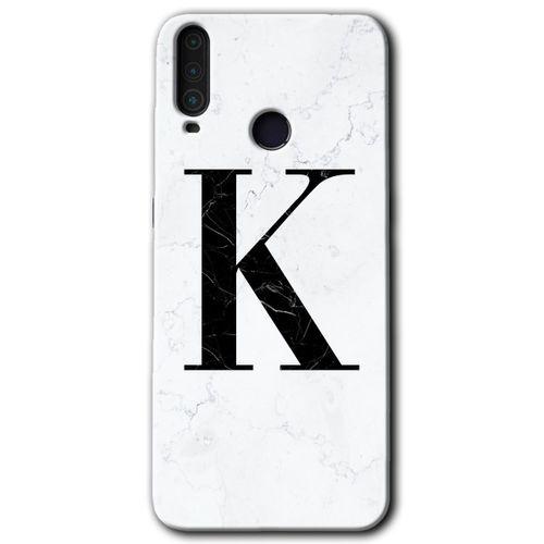 General Mobile GM 10 Kılıf HD Desen Baskılı Arka Kapak - Beyaz Mermer Desenli K Harfi