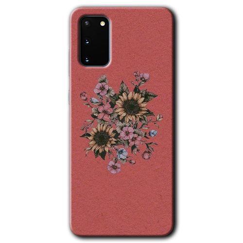 Galaxy S20 Kılıf HD Desen Baskılı Arka Kapak - Retro Çiçek + Kırılmaz Cam