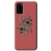 Galaxy S20 Kılıf HD Desen Baskılı Arka Kapak - Retro Çiçek + Kırılmaz Cam