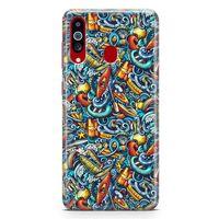 Samsung Galaxy A20s Kılıf Deniz Sporları Doodle Arka Kapak Koruma Desenli Full Koruyucu