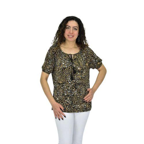 Kadın Kısa Kol Baskılı Bluz BGL-ST04702
