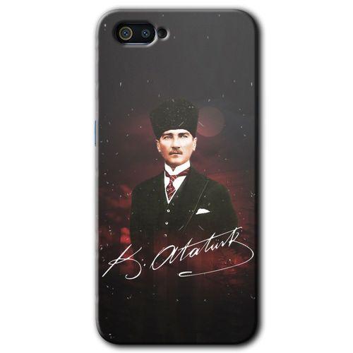 Realme C2 HD Baskılı Kılıf + 9D Tam Ekran Koruyucu - Kemal Atatürk