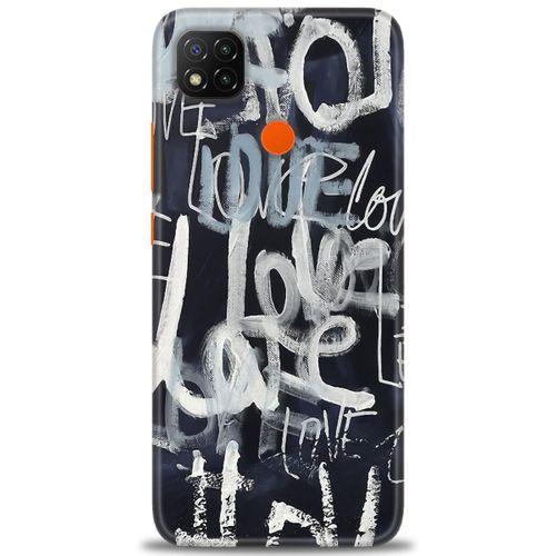 Xiaomi Redmi 9C Kılıf HD Baskılı Kılıf - Gri Love + Tam Ekran Koruyucu