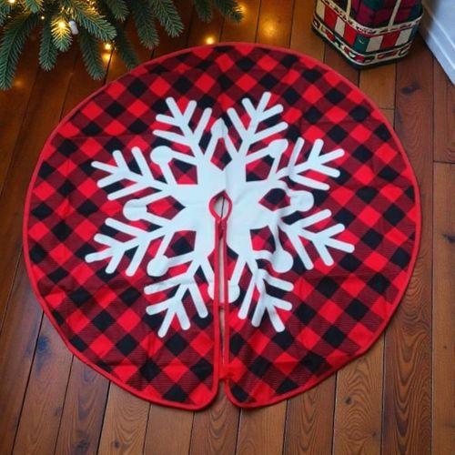 PROFESYONEL VIP KALİTE KIRMIZI KAR TANELİ ÇAM AĞACI ETEĞİ YILBAŞI AĞACI ALTLIĞI 88 CM BÜYÜK MODEL