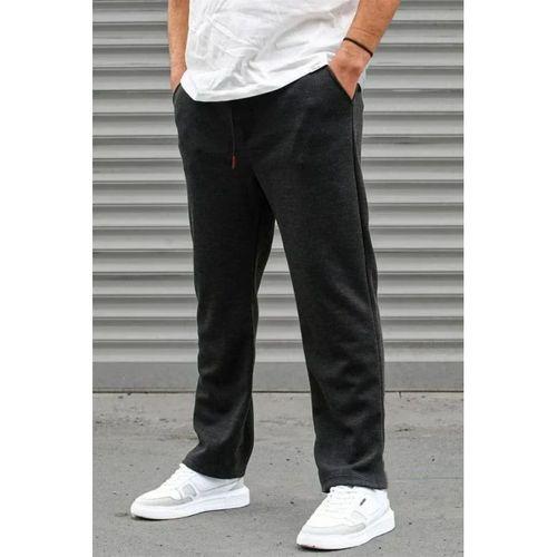 Erkek Üç İplik Basic Eşofman Boru Paça İpli Pantolon - Antrasit