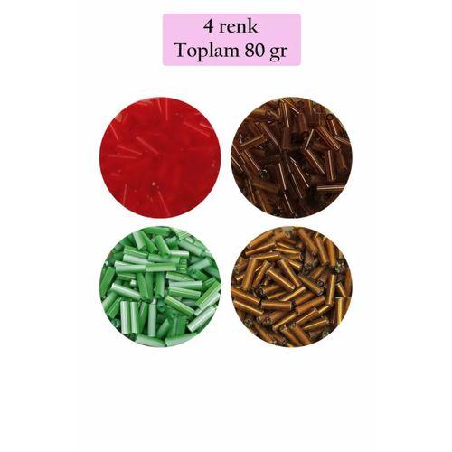Uzun Boru Kesme Boncuk Çap 2mm Uzunluk 10 mm - 4 Renk - Toplam 80 Gram - BNC431