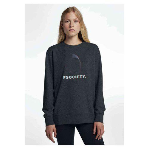 Mr Robot Logo FsocietyMr Robot Baskılı Füme Antrasit Kadın Sweatshirt