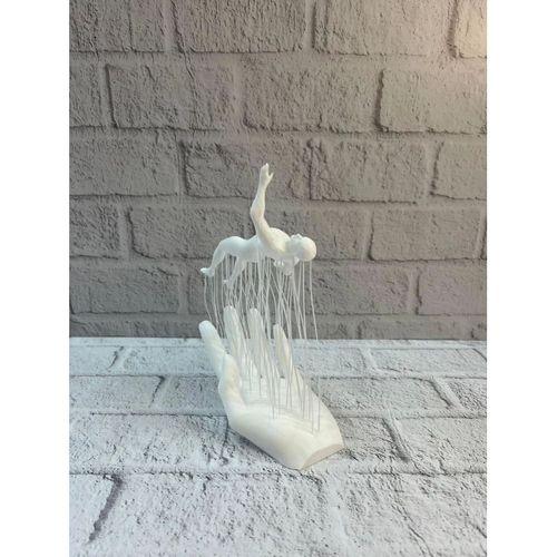 Dekoratif El Üzerinde İnsan Figürü Beyaz Minimal Sanatsal Biblo