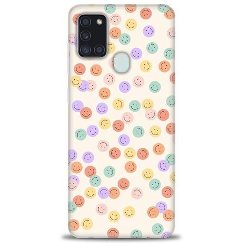 Samsung Galaxy A21S Kılıf HD Baskılı Kılıf - Gülen Yüzler + Tam Ekran Koruyucu