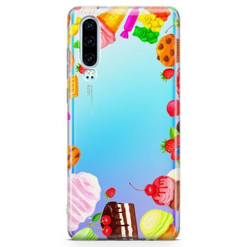 Huawei P30 Kılıf Dondurma Pasta Arka Kapak Koruma Desenli Full Koruyucu
