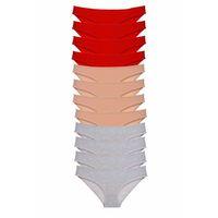 12 adet Eko Set Likralı Kadın Slip Külot Kırmızı Ten Gri