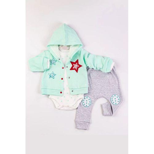 Yıldız Nakışlı Kapişonlu Kız Bebek Takımı