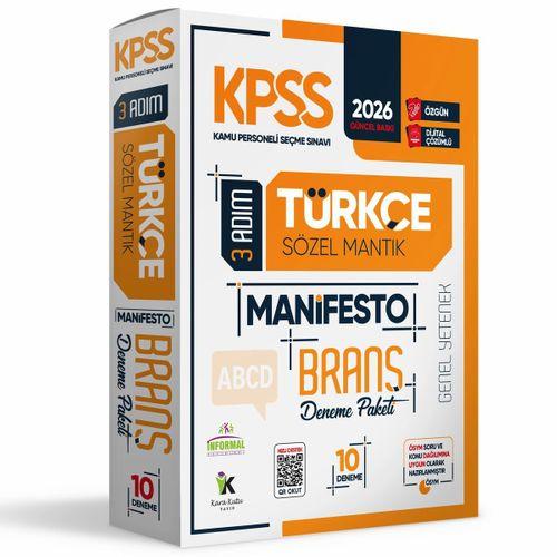 2026 KPSS Türkçe 3 Adım Manifesto Branş Deneme Paketi 10lu Dijital Çözümlü (Sözel Mantık Dahildir)