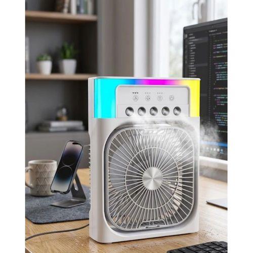 Su Püskürtmeli Mini Klima Fan Usb Şarjlı Masaüstü Soğutucu Rgb Işıklı