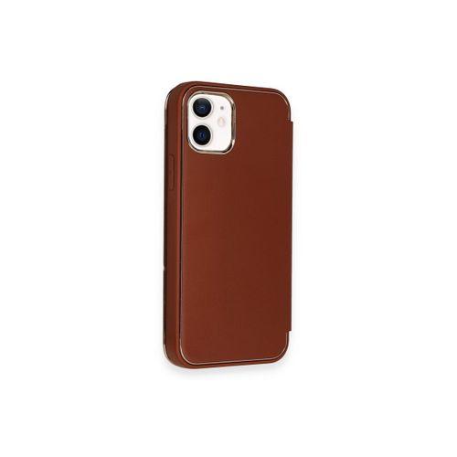 Newface iPhone 12 Kılıf Dolpin Kapaklı - Kahverengi