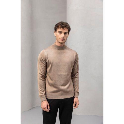 Fincher Yarım Balıkçı Regular Fit Boğazlı Erkek Kazak - Bej