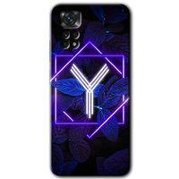 MRCİLETİSİM Xiaomi Redmi Note 11 Pro 5G Kılıf HD Desen Baskılı Arka Kapak+Temperli Cam-Dark Neon Yaprak Y Harfi