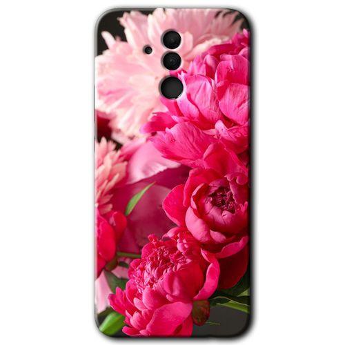 Huawei Mate 20 Lite Kılıf HD Desen Baskılı Arka Kapak - Kırmızı Beyaz Gül + Kırılmaz Cam