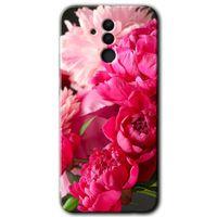 Huawei Mate 20 Lite Kılıf HD Desen Baskılı Arka Kapak - Kırmızı Beyaz Gül + Kırılmaz Cam