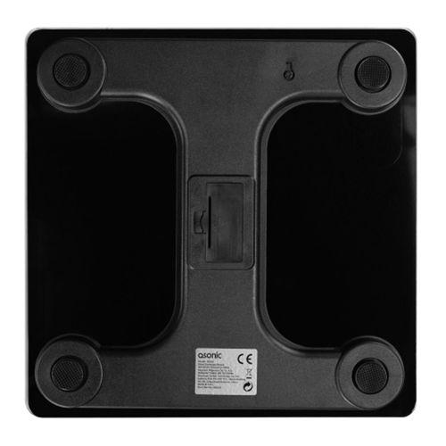 ASONIC BS260, Siyah, Bluetooth Destekli, Baskül. LCD Gösterge, 260x260mm, 180Kg a kadar ölçme.
