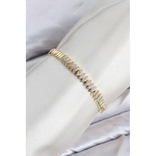 CM Arpa Model Zirkon Taşlı VIP Seri Gold Renk Pirinç Kadın Bileklik