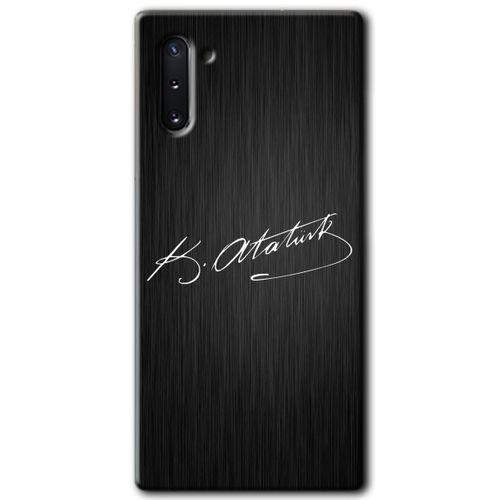 Galaxy Note 10 Kılıf HD Desen Baskılı Arka Kapak - İmza Atatürk + Kırılmaz Cam