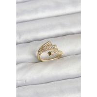 Gold Renk Zirkon Taşlı Pirinç Kadın Yüzük