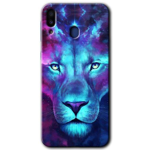Samsung Galaxy M10 Kılıf HD Desen Baskılı Arka Kapak + Temperli Cam - Neon Lion