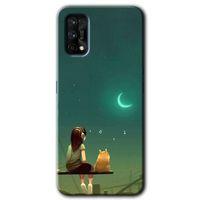 MRCİLETİSİM Realme 7 Pro Kılıf Baskılı Kapak - Kedili Kız + 5D Tam Kaplayan Cam