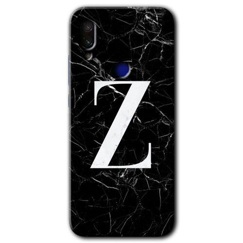 Xiaomi Redmi Note 7 HD Baskılı Kılıf + 9D Tam Ekran Koruyucu - Mermer Desenli Z Harfi