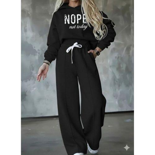 Kadın Uzun Kollu Nope Baskılı Beli Ribanalı Ikili Takım