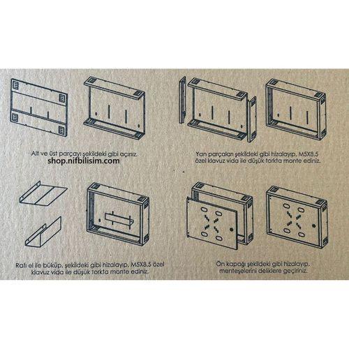 Nif Bilişim İki Yönlü Kilitli Metal Pano Hareketli Raf Kayıt Cihazı Panosu DVR BOX 55cmx45cmx15cm Si