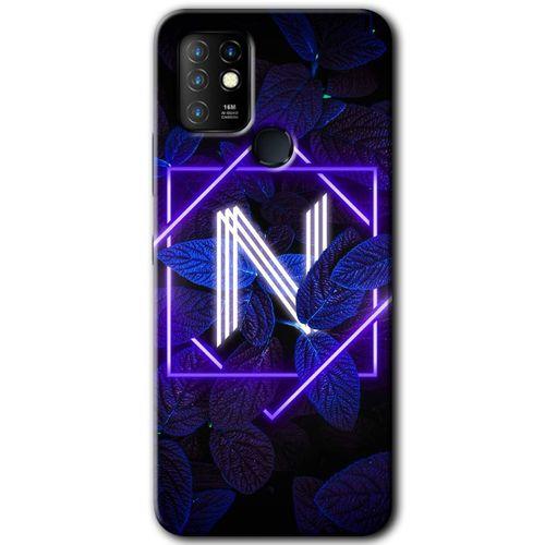İnfinix Hot 10 Kılıf HD Desen Baskılı Arka Kapak - Dark Neon Yaprak N Harfi