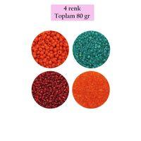 Dökme Cam Kum Boncuk (11/0) 2 mm - 4 Renk - Toplam 80 Gram -  BNC402
