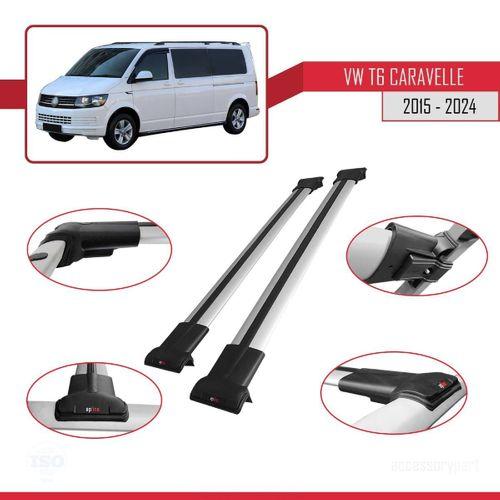 Volkswagen Caravelle (T6) 2015 ve Sonrası ile Uyumlu FLY Model Ara Atkı Tavan Barı GRİ