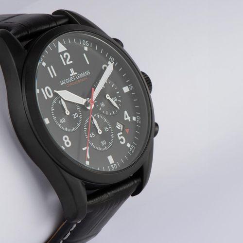 Jacques Lemans Sport JL.42-2F Quartz Deri Siyah 10 ATM 42 mm Erkek Kol Saati
