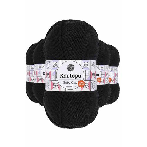 5 Adet Baby One Tüylenmeyen El Örgü İpi Yünü Siyah K940